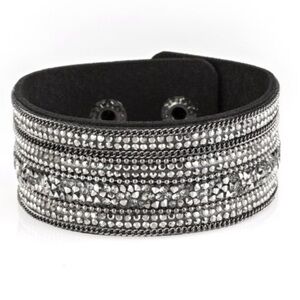 Really Rock Band Black Single Wrap Snap Bracelet